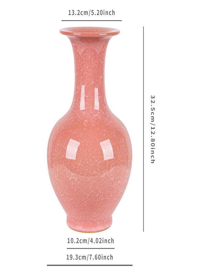 SILINE 12.8" Ceramic Pink Glaze Vase,Jingdezhen Ice Crack Big Decor Vase,China Handmade Porcelain Flower Bottle (ShangPing) - Image 4